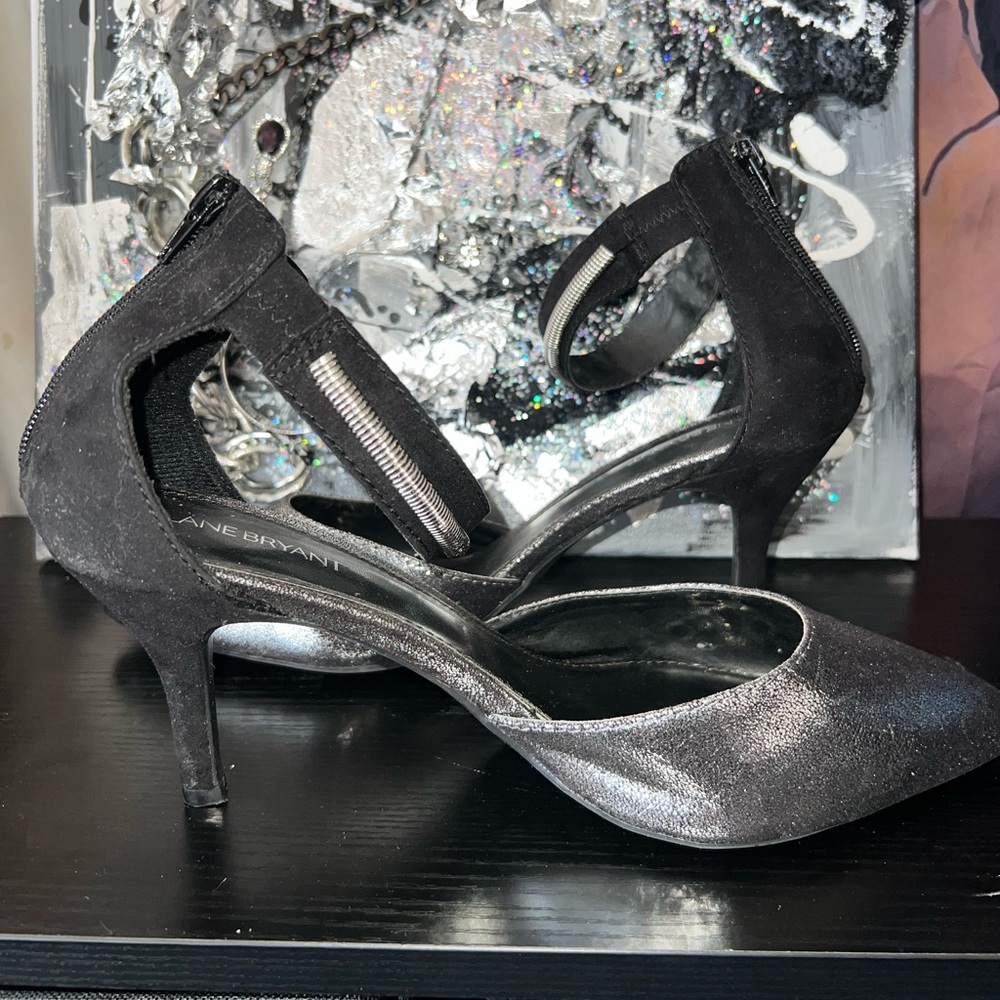Silver kitten heel size 12